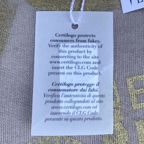 NWT New Blugirl Folies Beige w/Gold Logo Sweater Dress. Size 42 (US Medium) - Picture 11 of 11